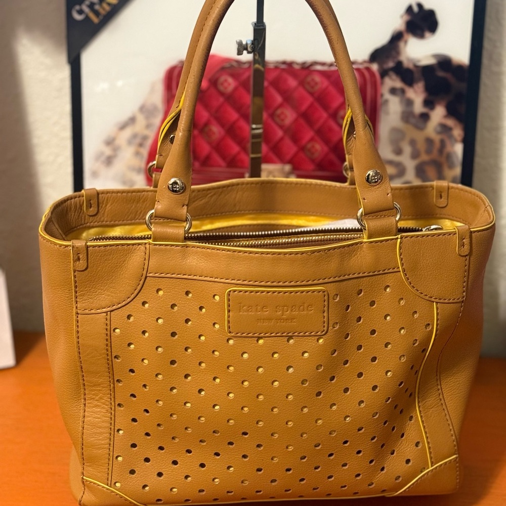 Kate Spade Yellow Perforated Shoulder Bag